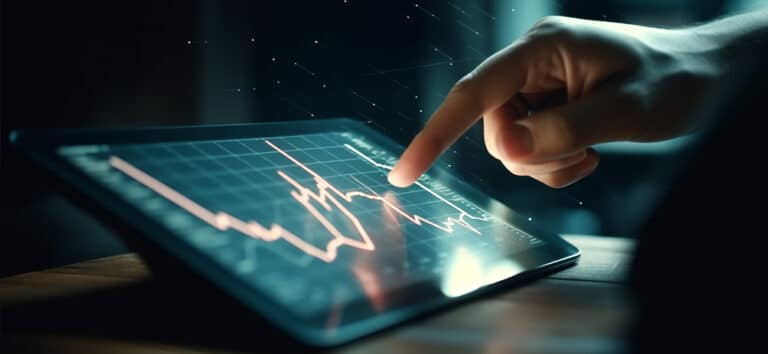 Team analyzing AI-powered sales dashboard showing customer retention metrics
