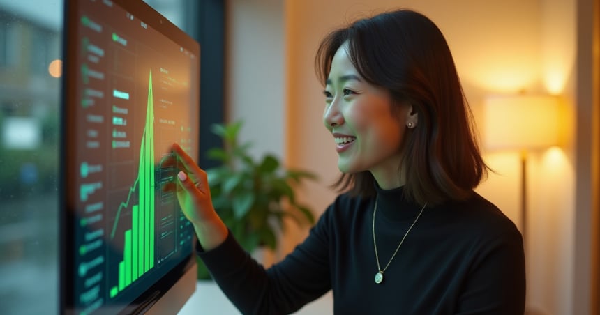 Sales manager viewing positive AI forecast and optimized inventory