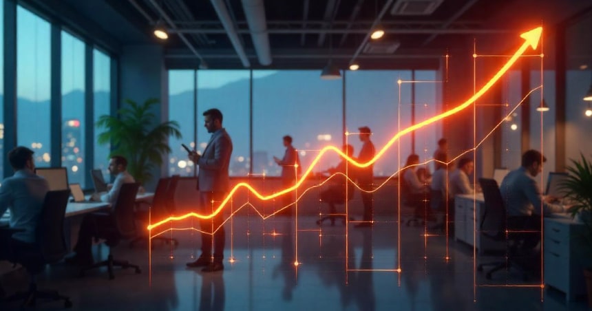 Line graph showing unpredictable sales peaks and valleys