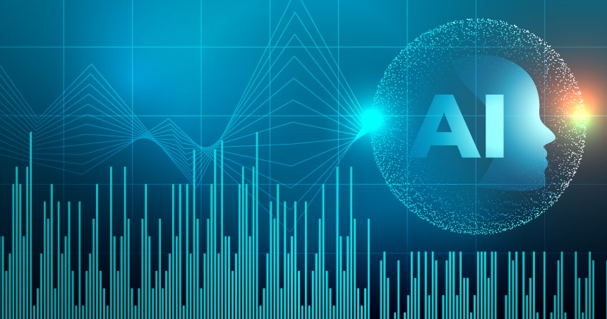 Illustration of multiple data streams feeding an AI model to create sales forecasts