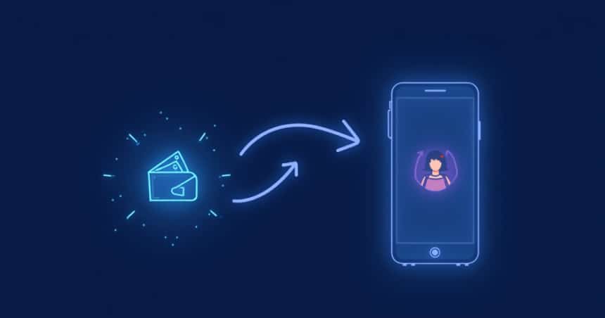 Illustration representing customer acquisition cost with funnel and dollar signs