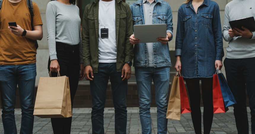 Diverse group of customers representing different segments by behavior and preferences