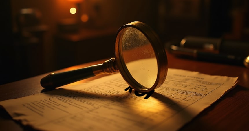 A magnifying glass over a product spec sheet, ignoring the ROI note beside it.