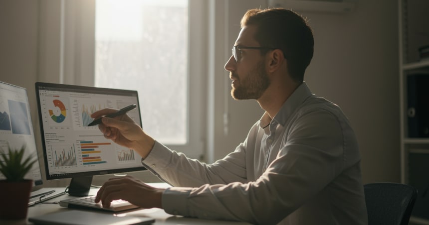 Marketing specialist setting up web analytics tools for small business site