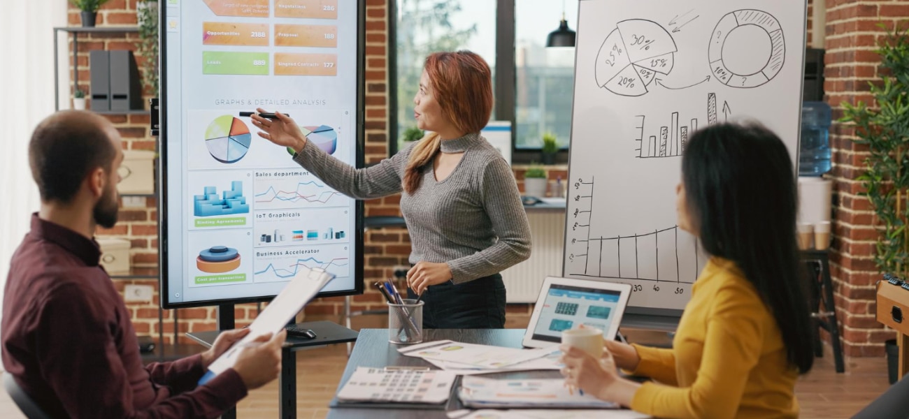 Small business team exploring data-driven strategy planning