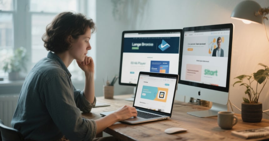 Small business founder researching direct, indirect, and emerging competitors online