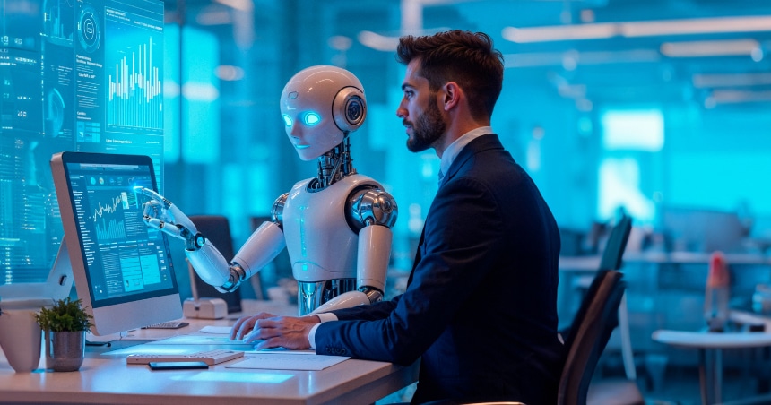 Illustration of AI + Human working together