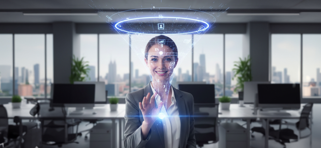 Human decision-maker working with a digital marketing funnel visualization