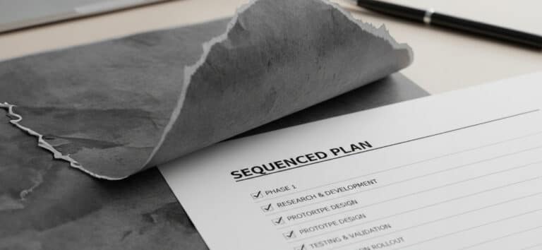 A copied blueprint being peeled away to reveal a tailored, sequenced plan underneath.